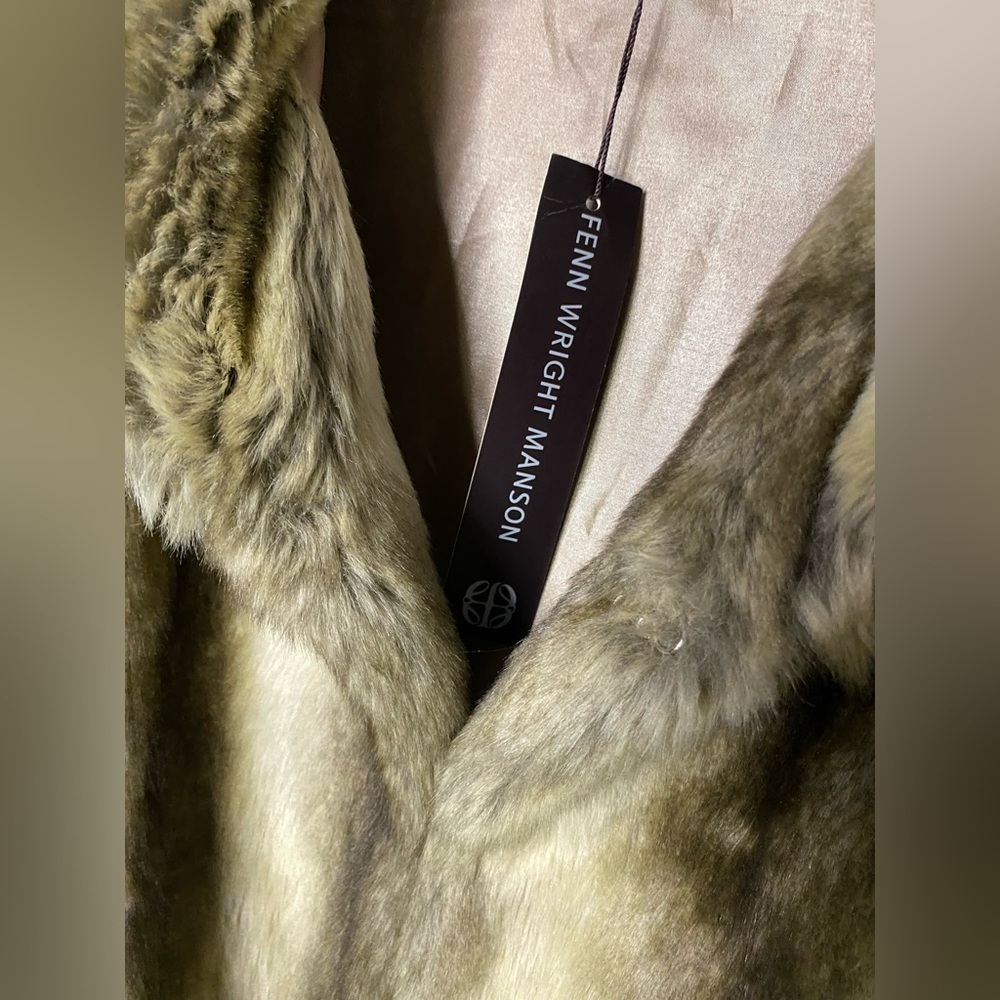Cashmere blend vest NEW Fenn Wright Manson Faux Fur Collared Brown Black large - Picture 3 of 12